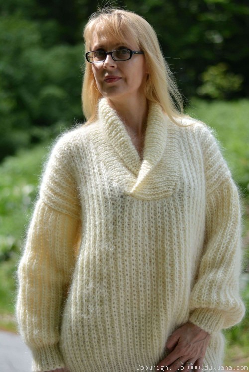 V-neck mens mohair shawl collar sweater hand knitted/VM2